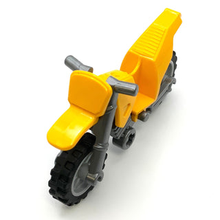Motorcycle Dirt Bike with Flat Silver Chassis and Light Bluish Gray Wheels, Part# 50860c05 Part LEGO® Bright Light Orange  
