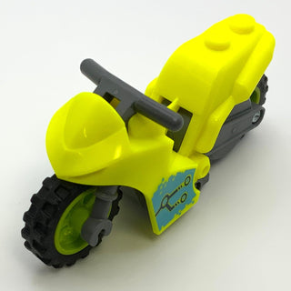 Stuntz Flywheel Motorcycle Sport Bike with Frame, Wheels, and Handlebars with Circuitry Background, Part# 75533pb06c01 Part LEGO® Neon Yellow  