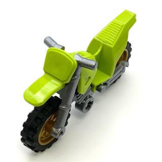 Motorcycle Dirt Bike with Flat Silver Chassis and Pearl Gold Wheels, Part# 50860c04 Part LEGO® Lime  