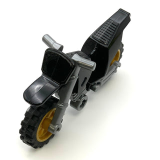 Motorcycle Dirt Bike with Flat Silver Chassis and Pearl Gold Wheels, Part# 50860c04 Part LEGO® Black  